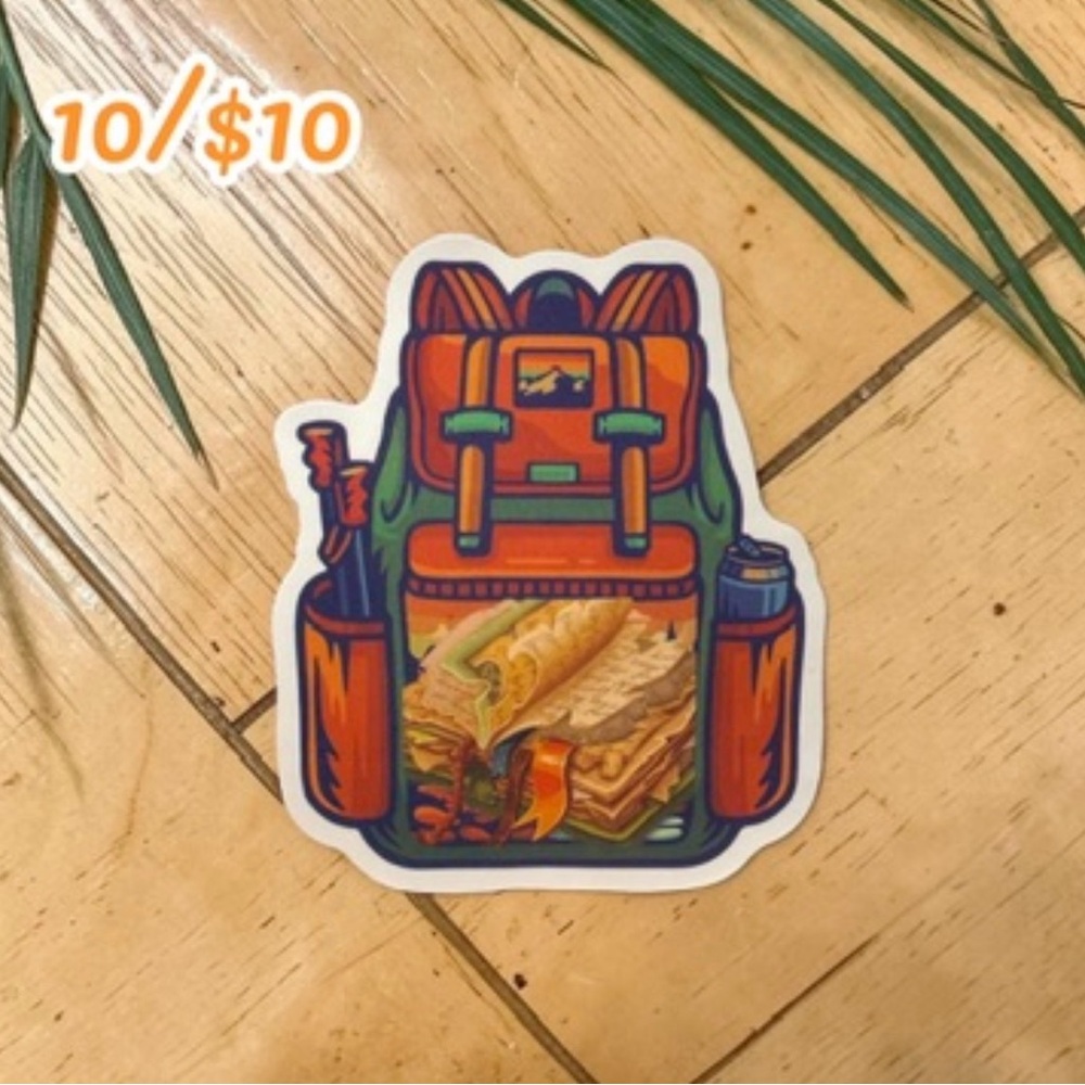 Adventure Backpack & Map Sticker – Travel Hiking Vinyl Decal | Outdoor Explorer